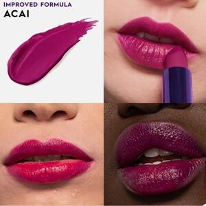 Urban Decay Vice Lipstick in Acai a deep berry violet shade, cream finish